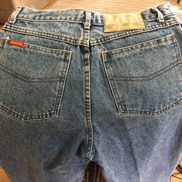 VINTAGE JORDACHE RED AND LEATHER WAIST TAG Denim - JORDACHE  RED TAG-  SZ 11 / 29  GREAT FADED LEATHER  OUTER TAG